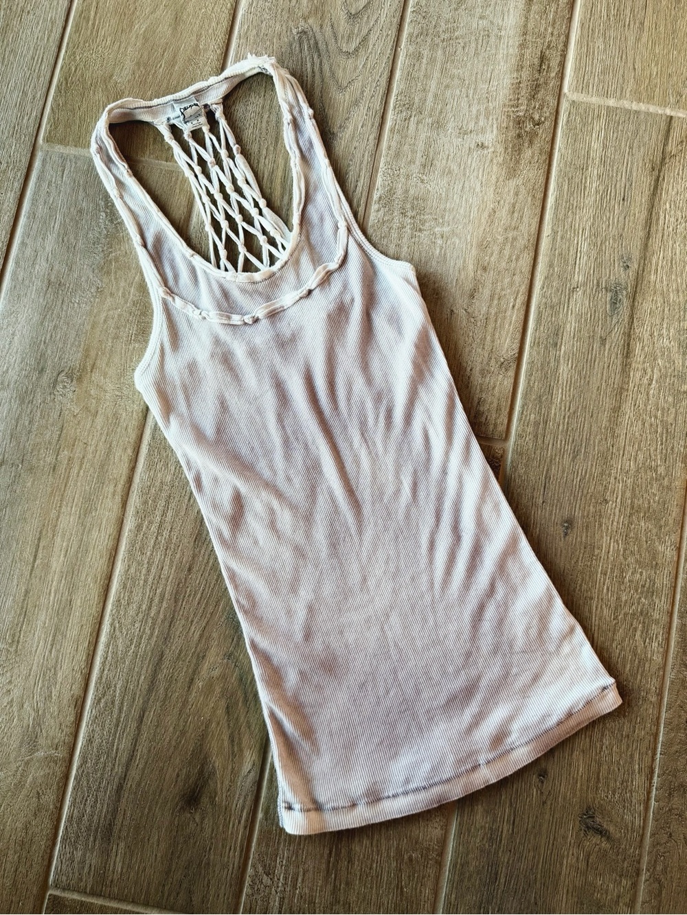 Free People Ribbed Tank with Macramé Racerback Size Small - Picture 2 of 3